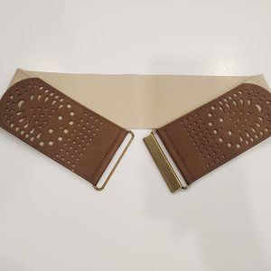 2 for $40 Women's Elastic Waistband Belt Faux Leather Rustic Buckle